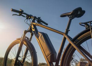 A close up of an electric bicycle