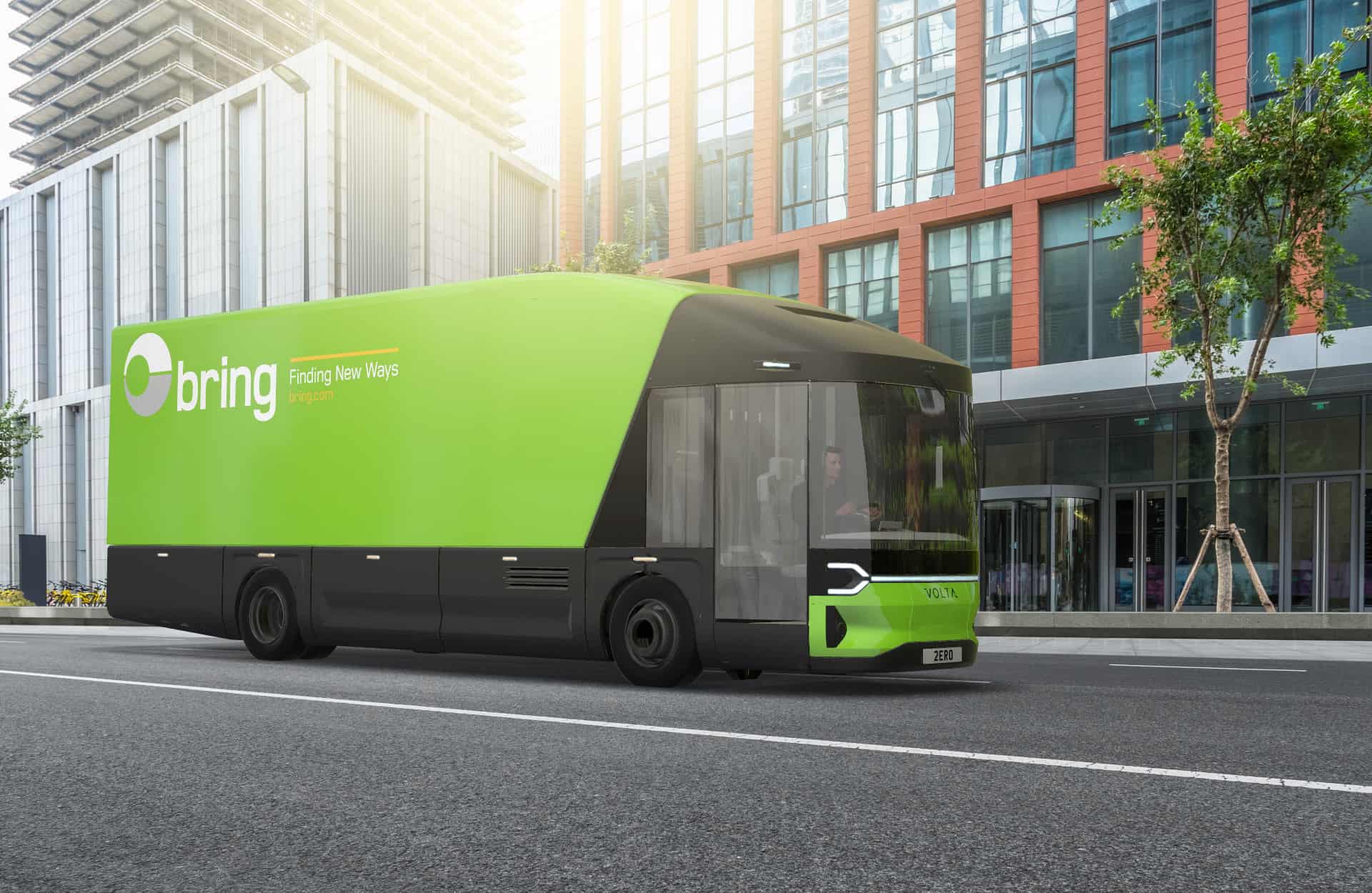 green lorry on street